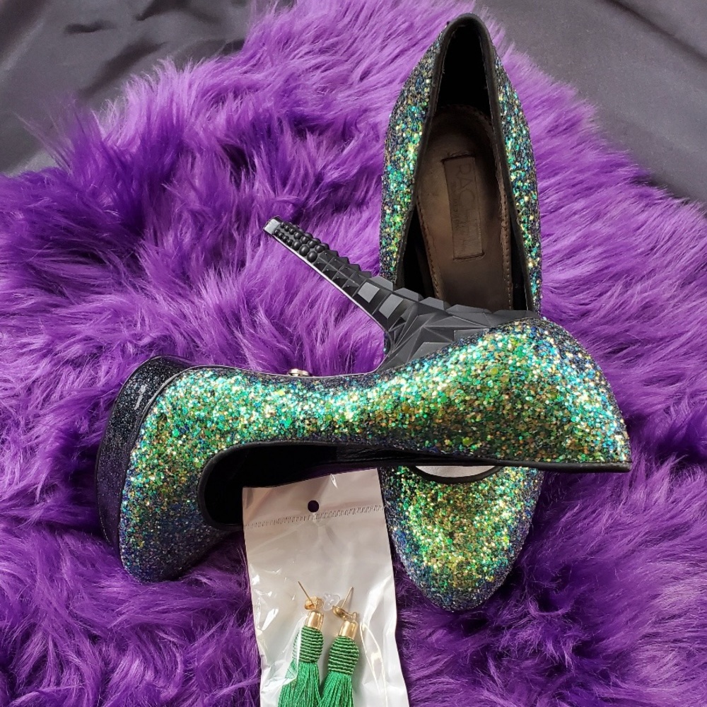 Sparkle green heels